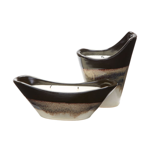  Filled Reaction Candleholders In Cascade Mocha- Set Of 2