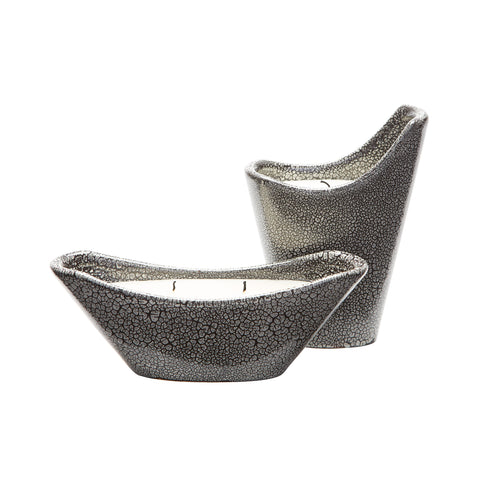 Filled Reaction Candleholders In Grey - Set Of 2 