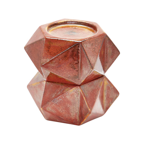  Large Ceramic Star Candle Holders - Russet. Set Of 2