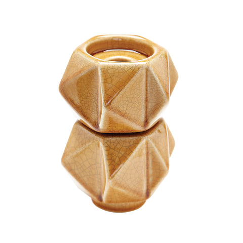  Small Ceramic Star Candle Holders - Honey. Set Of 2