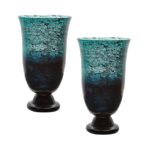 Emerald Ombre Flared Vase - Set Of 2 