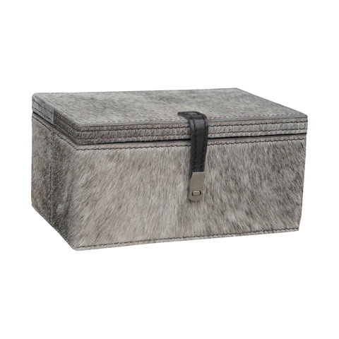 Small Grey Hairon Leather Box