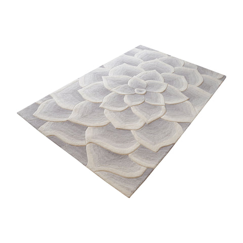 Kallista Handtufted Wool Rug In Grey And White - 8ft x 10ft