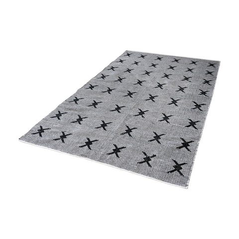 Eton Handwoven Cotton Flatweave Rug In Black And White - 5ft x 8ft