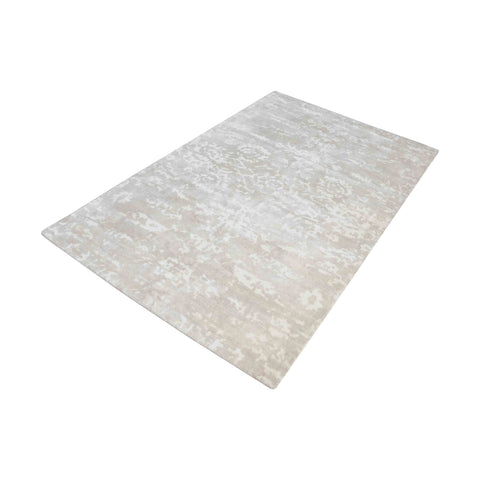 Senneh Handwoven Wool Printed Rug In Beige And White - 3ft x 5ft