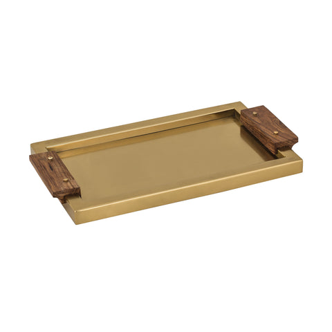 Brass Tray with Wood Handles