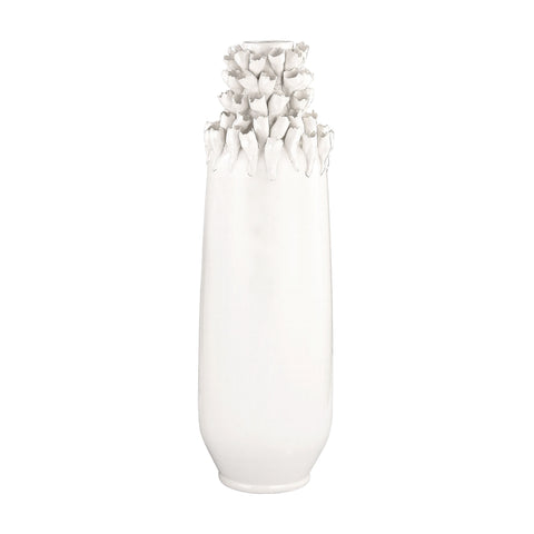 Textured Top Tall Ceramic Vase