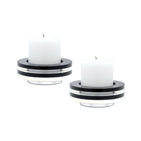 Round Tuxedo Crystal Candleholder - Set Of2