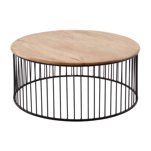 Short Teak & Metal Carousel Table