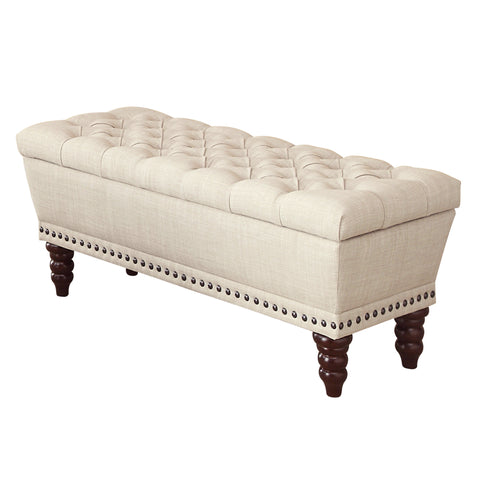 Leif & Starr 401-317D-BG Hampton Double Storage Bench Beige