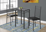 L&S Basics 10000 Dining Set - 3Pcs Set / Black Metal / Tempered Glass