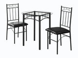 L&S Basics 10000 Dining Set - 3Pcs Set / Black Metal / Tempered Glass
