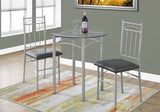 L&S Basics 10002 Dining Set - 3Pcs Set / Silver Metal / Tempered Glass