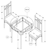 L&S Basics 10002 Dining Set - 3Pcs Set / Silver Metal / Tempered Glass