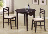L&S Basics 10007 Dining Set - 3Pcs Set / 36"Dia / Cappuccino W/ Drop Leaf