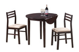 L&S Basics 10007 Dining Set - 3Pcs Set / 36"Dia / Cappuccino W/ Drop Leaf