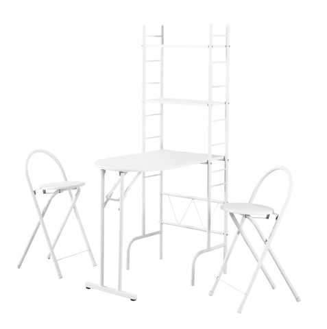L&S Basics 10008 Dining Set - 3Pcs Set / White Top / White Metal