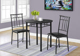 L&S Basics 10009 Dining Set - 3Pcs Set / Black Metal And Top