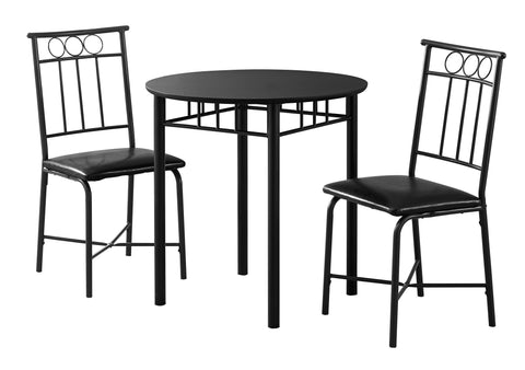 L&S Basics 10009 Dining Set - 3Pcs Set / Black Metal And Top