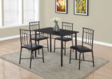 L&S Basics 10011 Dining Set - 5Pcs Set / Black Metal And Top