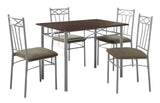 L&S Basics 10013 Dining Set - 5Pcs Set / Cappuccino / Silver Metal