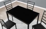 L&S Basics 10014 Dining Set - 5Pcs Set / Black Metal /Black Tempered Glass