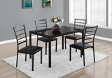 L&S Basics 10014 Dining Set - 5Pcs Set / Black Metal /Black Tempered Glass