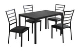 L&S Basics 10014 Dining Set - 5Pcs Set / Black Metal /Black Tempered Glass