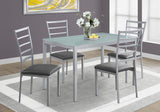 L&S Basics 10015 Dining Set - 5Pcs Set / Silver / Frosted Tempered Glass