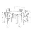 L&S Basics 10015 Dining Set - 5Pcs Set / Silver / Frosted Tempered Glass