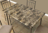 L&S Basics 10016 Dining Set - 5Pcs Set / Cappuccino Marble / Bronze Metal
