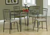 L&S Basics 10016 Dining Set - 5Pcs Set / Cappuccino Marble / Bronze Metal
