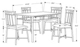 L&S Basics 10016 Dining Set - 5Pcs Set / Cappuccino Marble / Bronze Metal