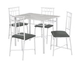 L&S Basics 10017 Dining Set - 5Pcs Set / White Marble / White Metal