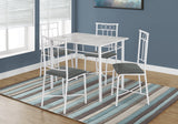 L&S Basics 10017 Dining Set - 5Pcs Set / White Marble / White Metal