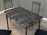 L&S Basics 10018 Dining Set - 5Pcs Set / Grey Marble / Charcoal Metal