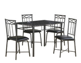 L&S Basics 10018 Dining Set - 5Pcs Set / Grey Marble / Charcoal Metal