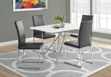 L&S Basics 10041 Dining Chair - 2Pcs / 38"H / Grey Leather-Look / Chrome