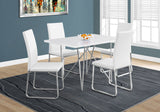 L&S Basics 10040 Dining Chair - 2Pcs / 38"H / White Leather-Look / Chrome