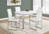 L&S Basics 10040 Dining Chair - 2Pcs / 38"H / White Leather-Look / Chrome