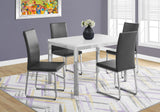 L&S Basics 10041 Dining Chair - 2Pcs / 38"H / Grey Leather-Look / Chrome