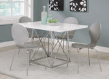 L&S Basics 10019 Dining Table - 36"X 48" / White Glossy / Chrome Metal