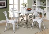 L&S Basics 10282 Dining Chair - 2Pcs / 33"H / White Glossy Metal