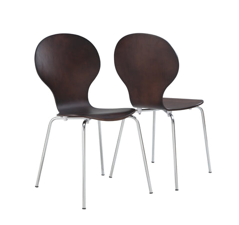 L&S Basics 10022 Dining Chair - 4Pcs / 34"H / Cappuccino / Chrome Metal