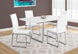 L&S Basics 10040 Dining Chair - 2Pcs / 38"H / White Leather-Look / Chrome