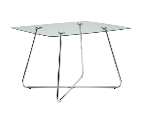 L&S Basics 10027 Dining Table - 36"X 48" / Chrome With 8Mm Tempered Glass