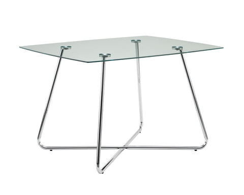 L&S Basics 10028 Dining Table - 40"Dia Chrome With 8Mm Tempered Glass
