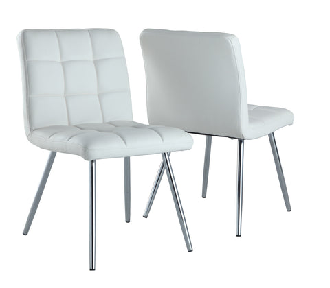 L&S Basics 10029 Dining Chair - 2Pcs / 32"H / White Leather-Look / Chrome