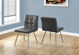 L&S Basics 10030 Dining Chair - 2Pcs / 32"H / Grey Leather-Look / Chrome