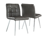 L&S Basics 10030 Dining Chair - 2Pcs / 32"H / Grey Leather-Look / Chrome